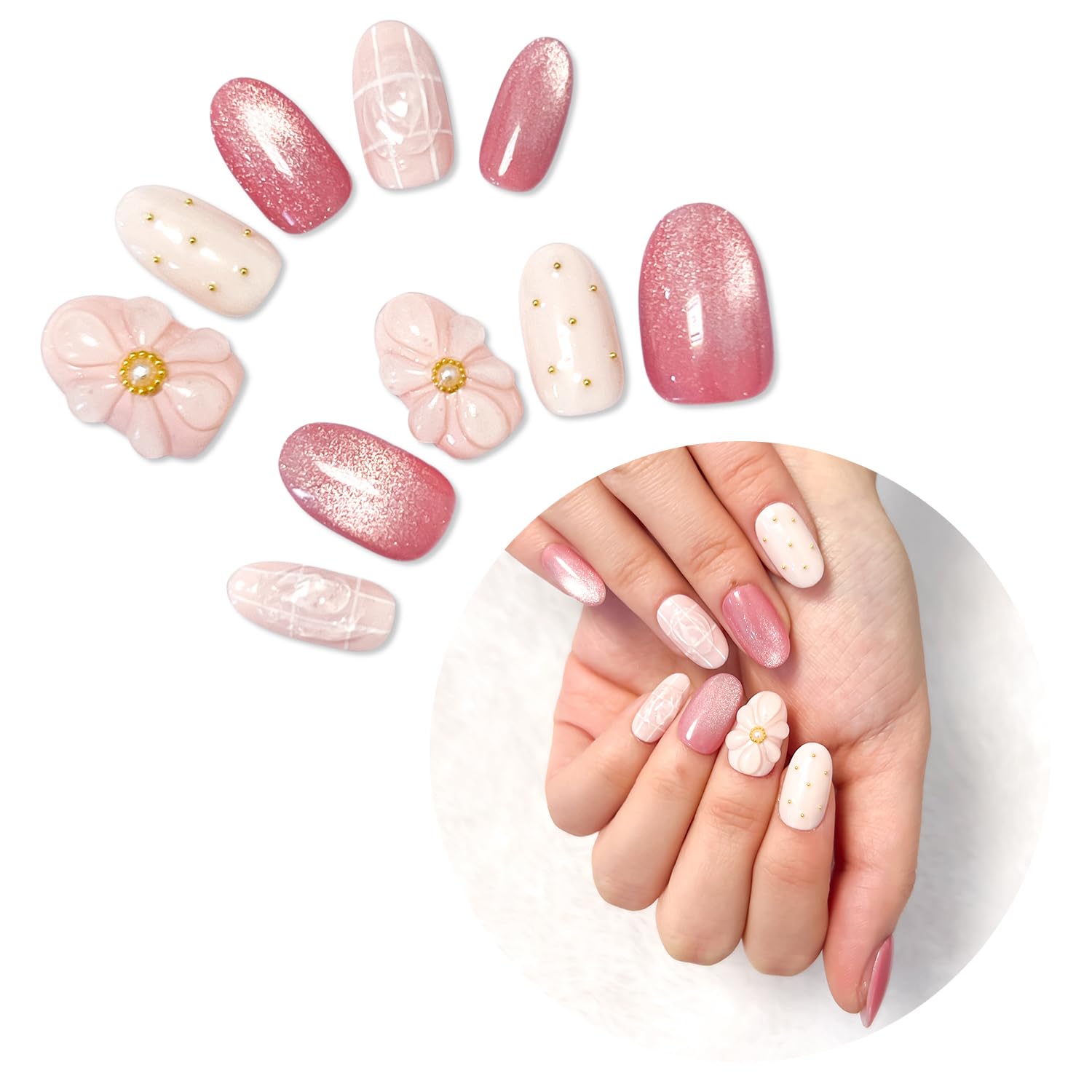 Amazon | SoraraBeauty ネイルチップ 100%ハンドメイド 貼るだけ